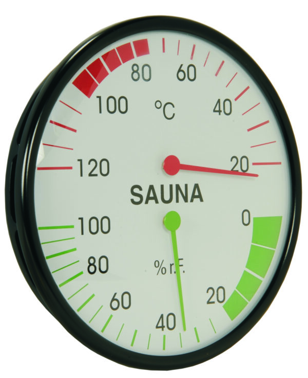 Eckschlager GmbH, Hygro-Therm-Metall, Sauna, Natur und Wellness, runder Thermometer,